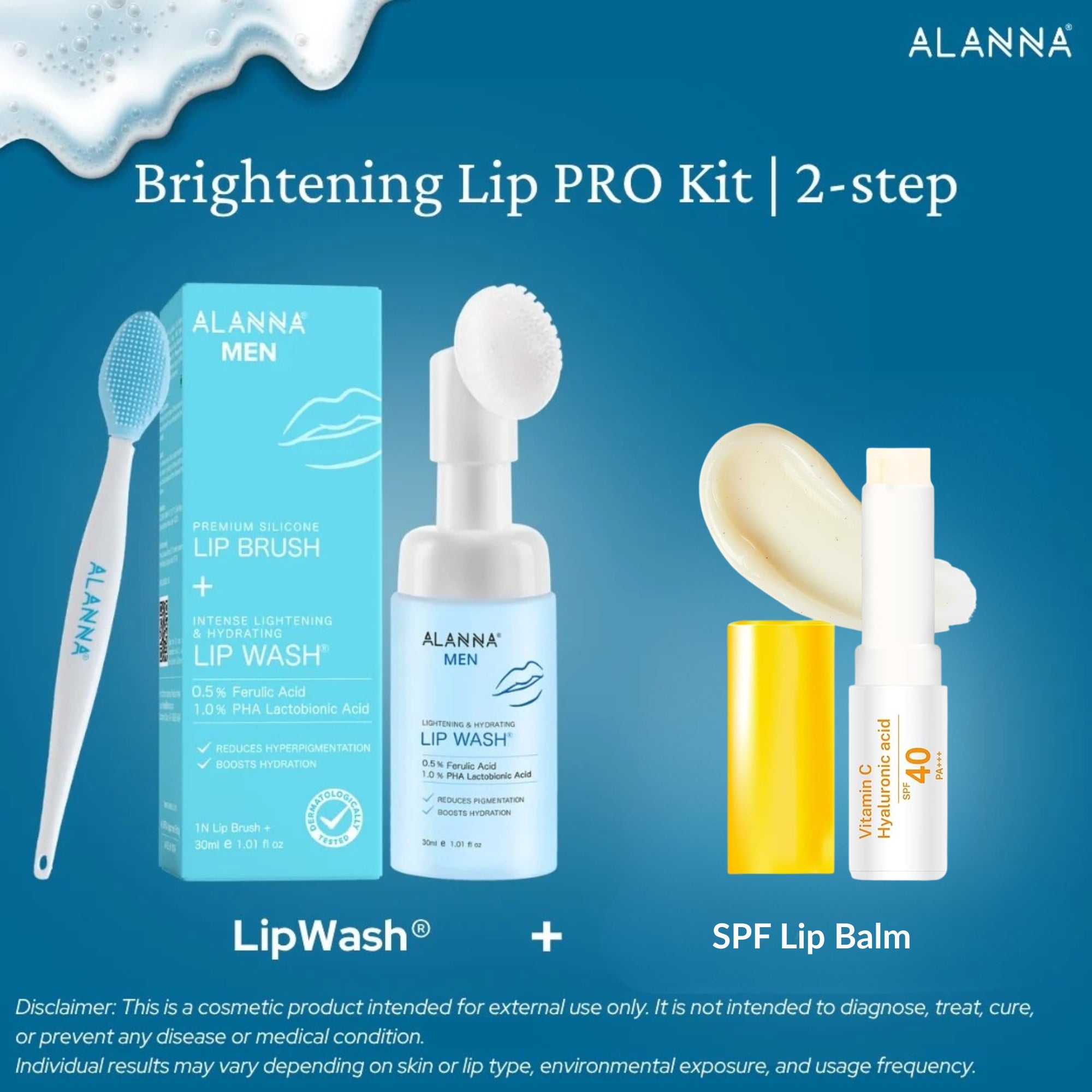 Lightening Lip Pro Kit | Men | 2-Step | LipWash® + SPF Lip Balm