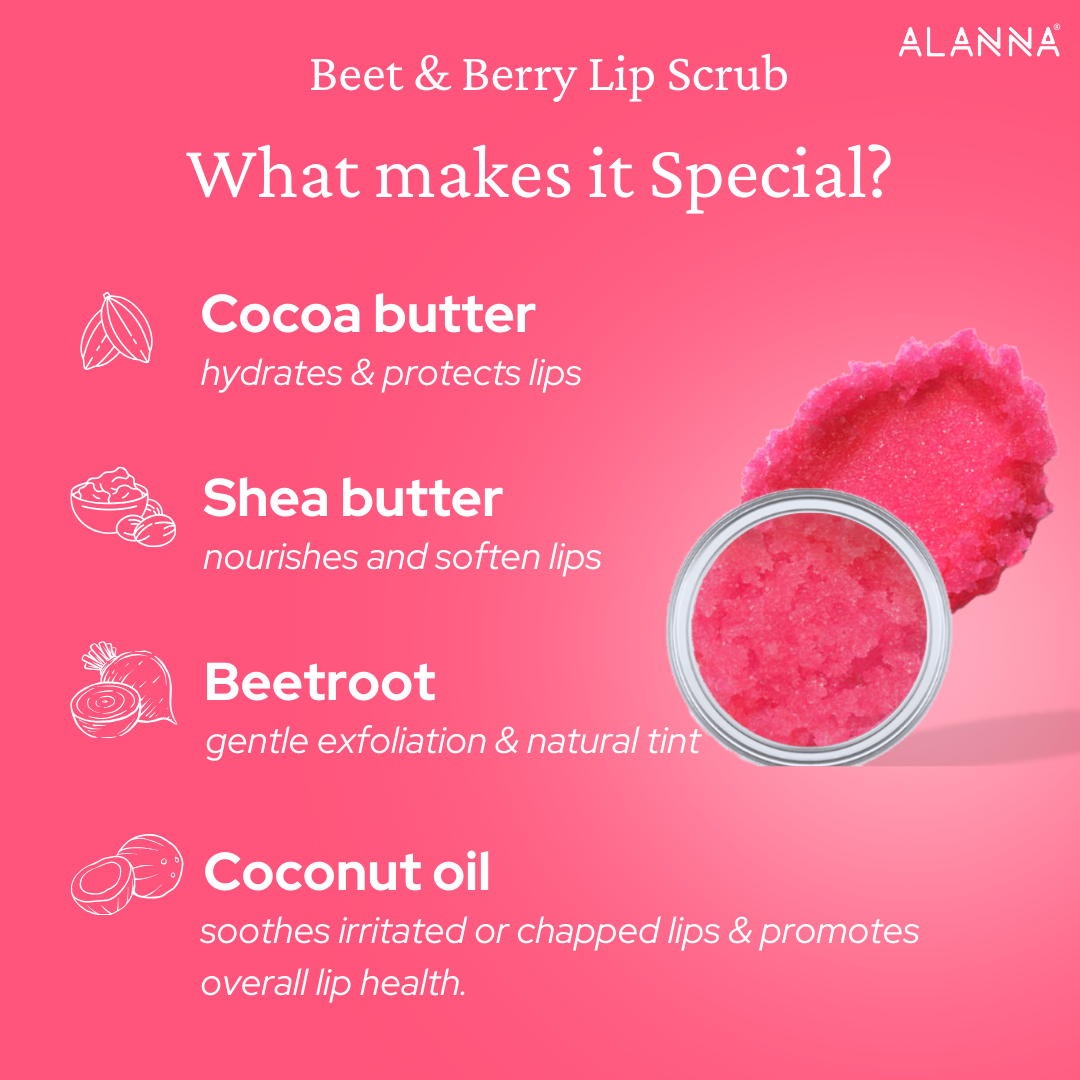 Beet & Berry Lip Scrub | Beetroot, Strawberry, Pomegranate Extracts