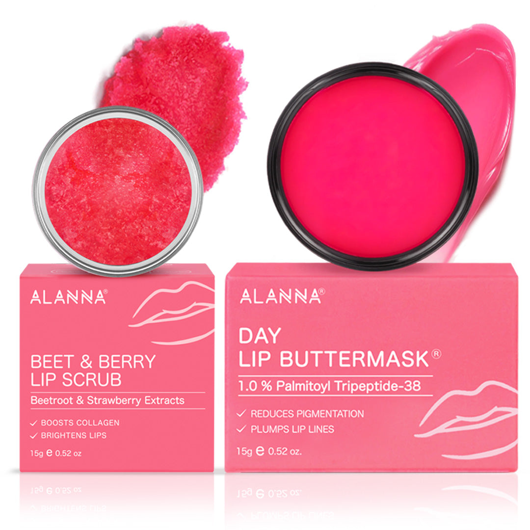 Beet & Berry Lip Scrub & Day Lip Buttermask and their textures