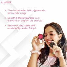 A girl holding ALANNA's lip buttermask  with its features mentioned below