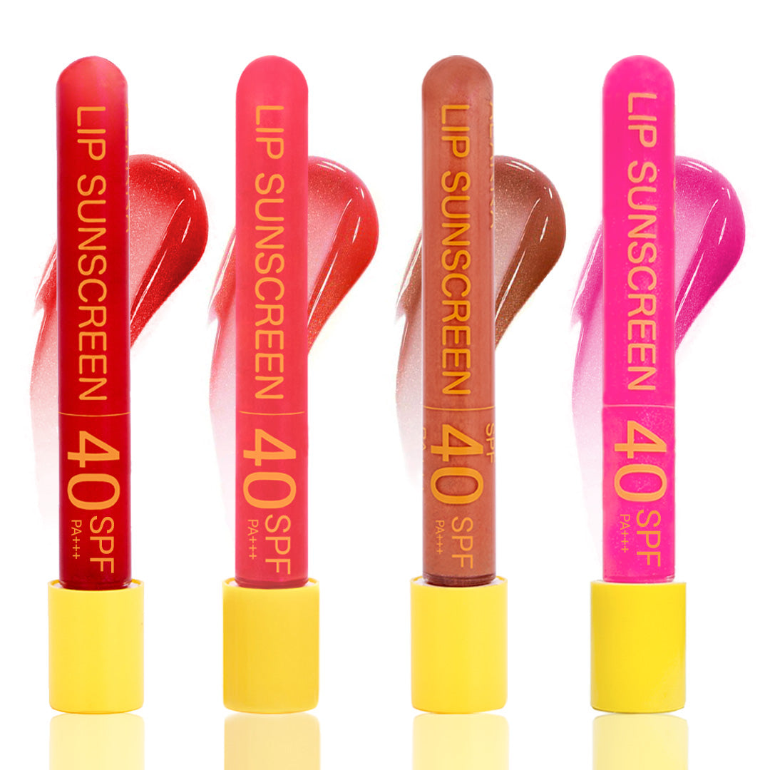 Four shades of lip sunscreen glosses