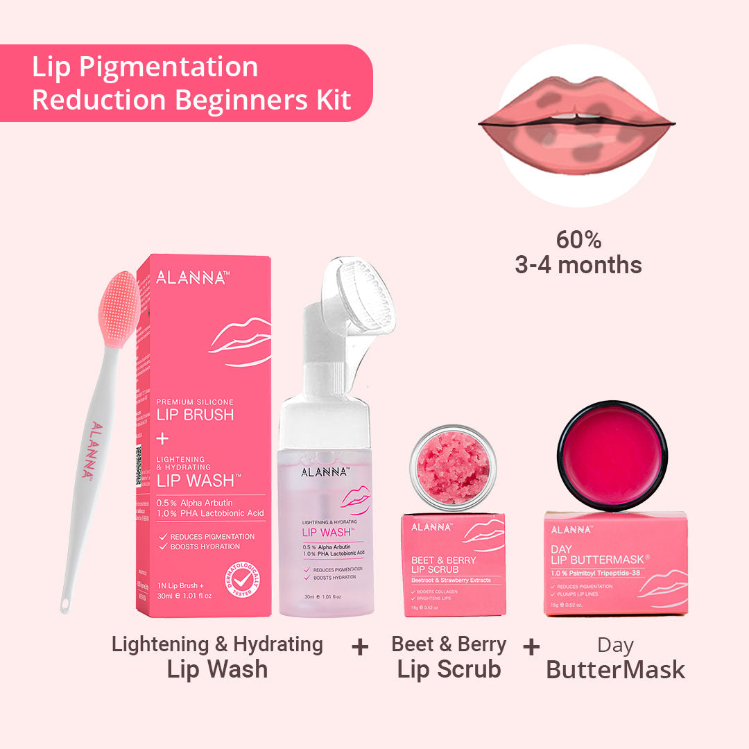 An image of lip pigmentation beginners kit women and level of pigmentation