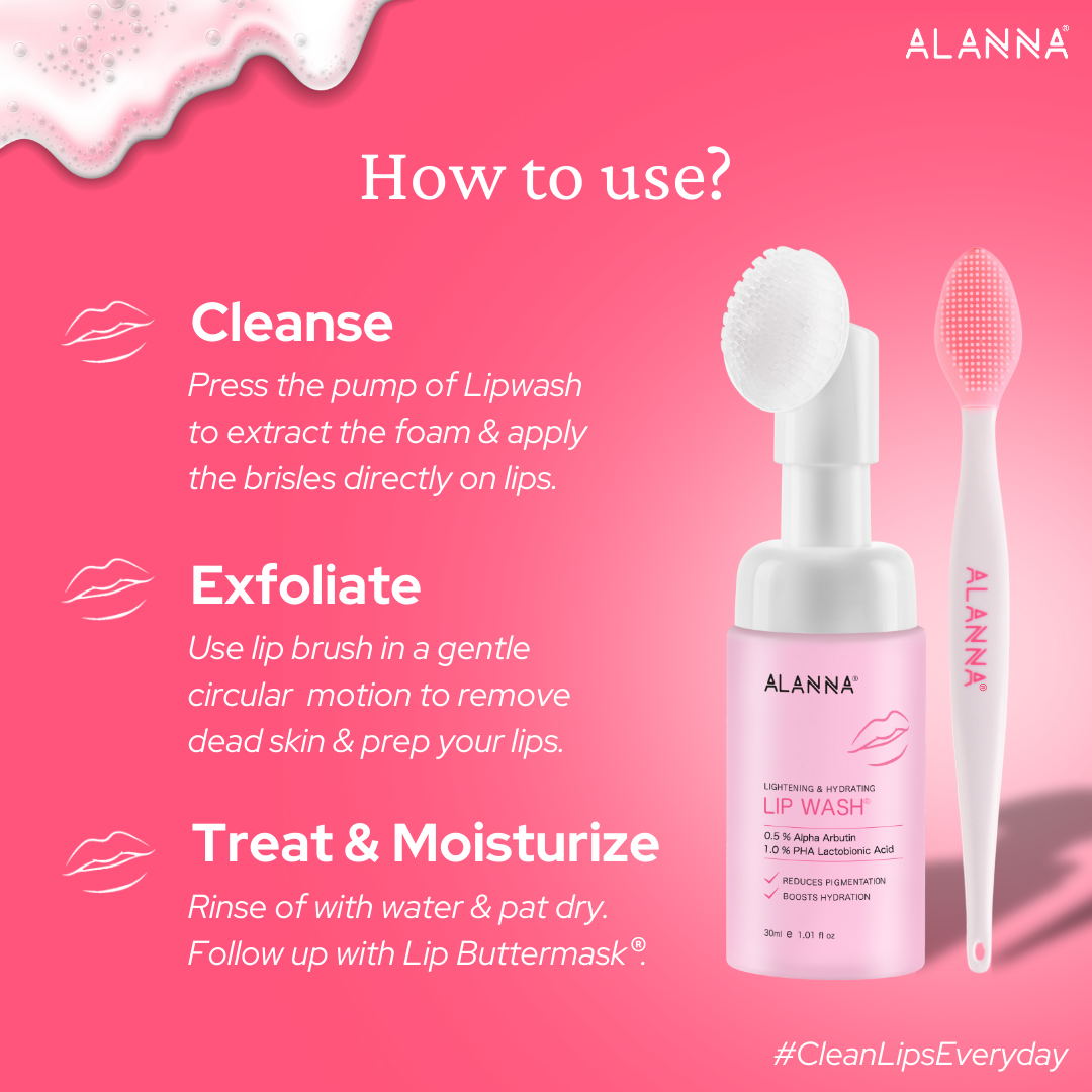 Cleanse, Exfoliate & Moisturize the 3-step routine for lip wash