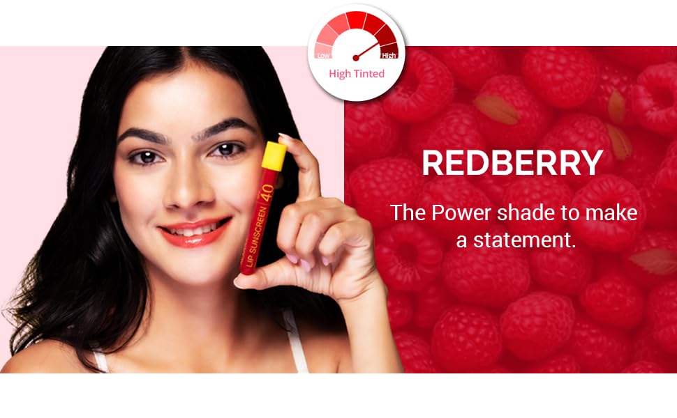 A girl holding SPF Lip Gloss Redberry