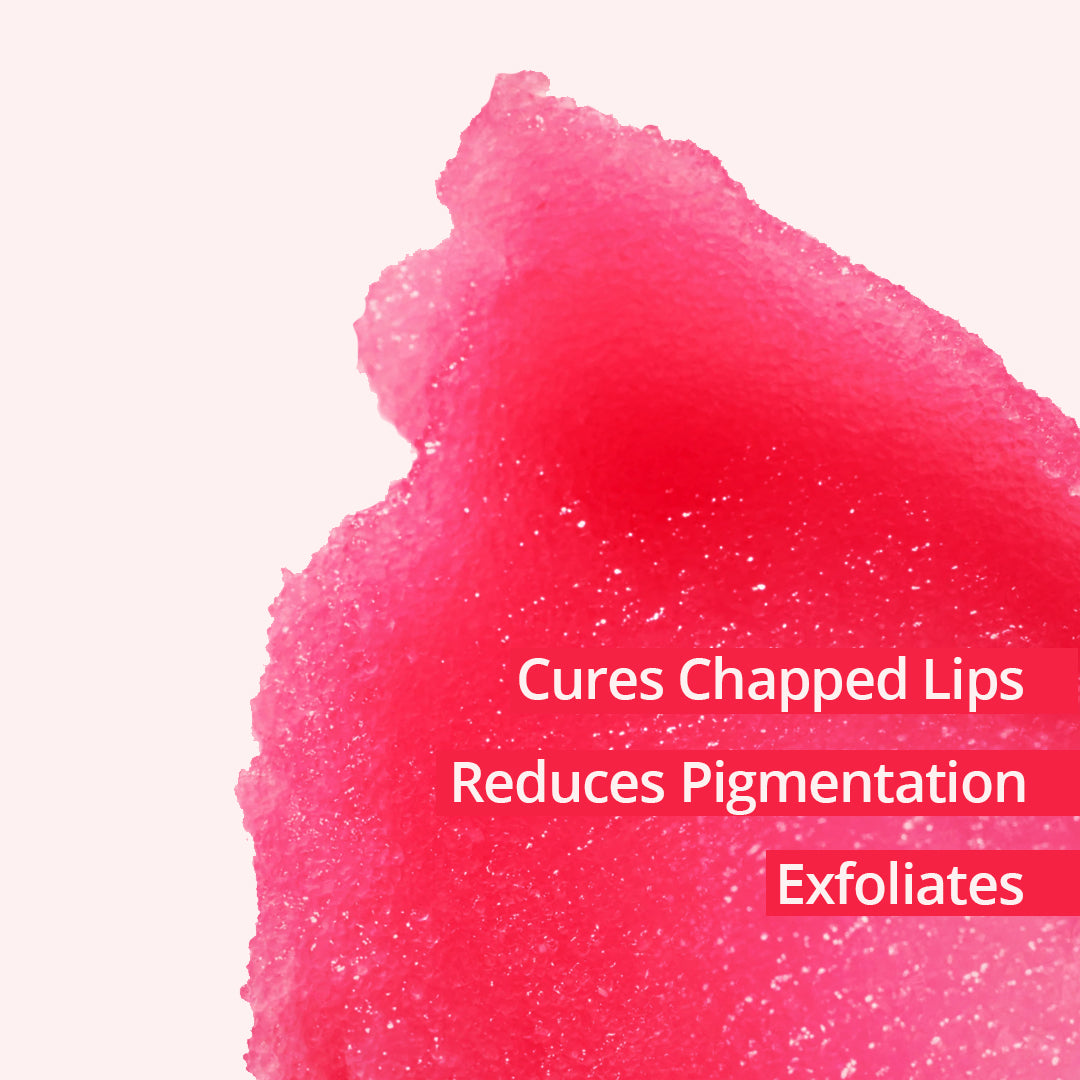 Features of Beet & Berry Lip Scrub written over its texture